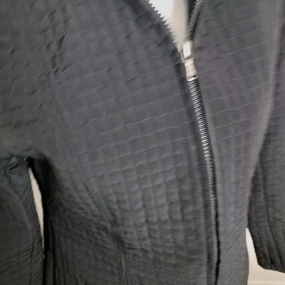 Esprit Quilted Jacket Womens‎ Small Black Mid Length Hooded Zippered Pocket